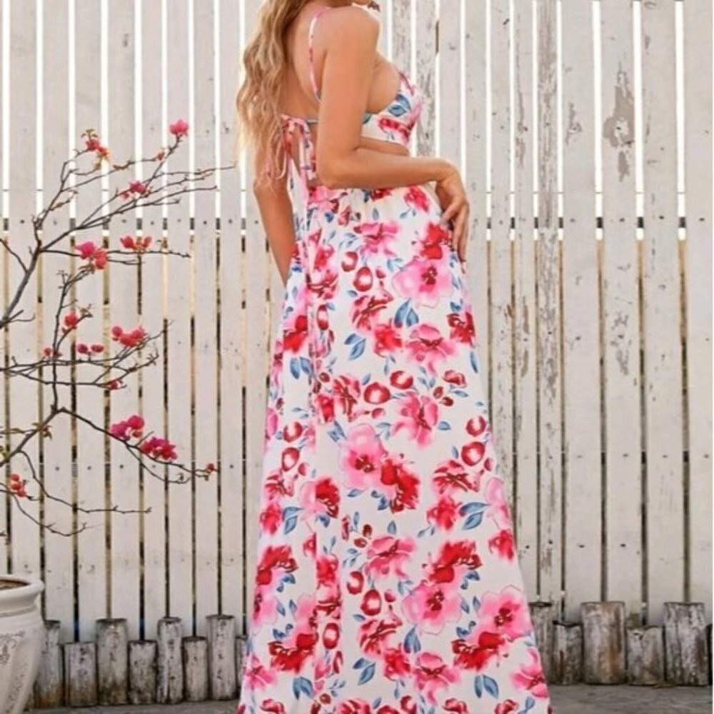 BACKLESS TIE BACK BOHO DRESS - Picture 7 of 15